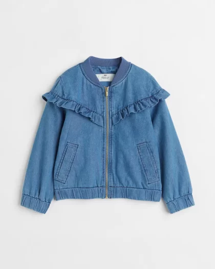 Ruffle-trimmed Bomber Jacket